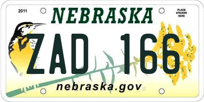 NE license plate ZAD166