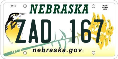 NE license plate ZAD167
