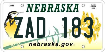 NE license plate ZAD183