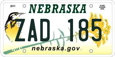 NE license plate ZAD185