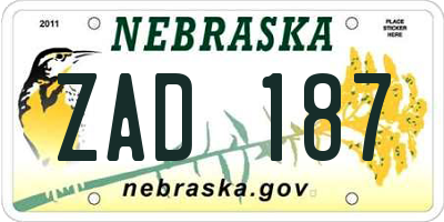 NE license plate ZAD187