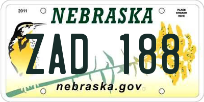 NE license plate ZAD188