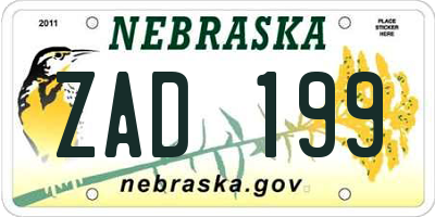 NE license plate ZAD199