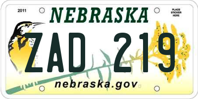 NE license plate ZAD219