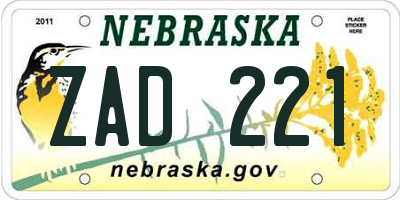 NE license plate ZAD221