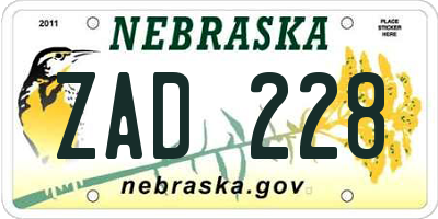 NE license plate ZAD228