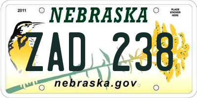 NE license plate ZAD238