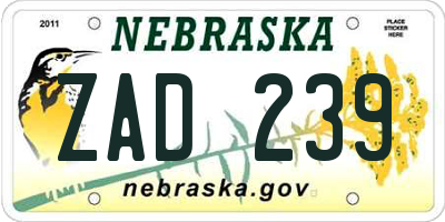NE license plate ZAD239