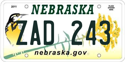 NE license plate ZAD243