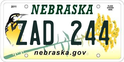 NE license plate ZAD244