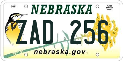 NE license plate ZAD256