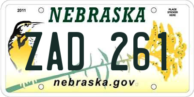 NE license plate ZAD261
