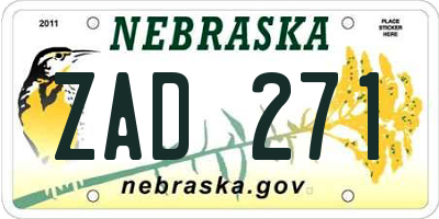 NE license plate ZAD271