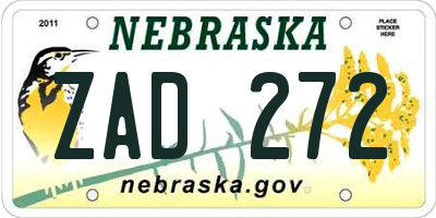 NE license plate ZAD272