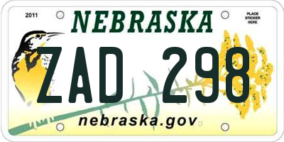 NE license plate ZAD298