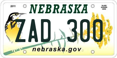 NE license plate ZAD300