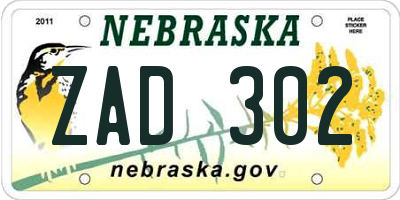 NE license plate ZAD302