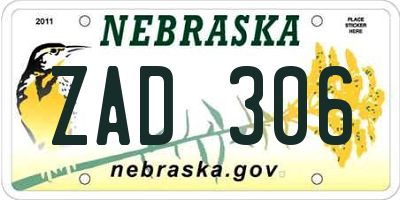 NE license plate ZAD306