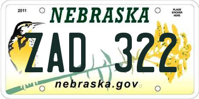 NE license plate ZAD322