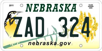NE license plate ZAD324