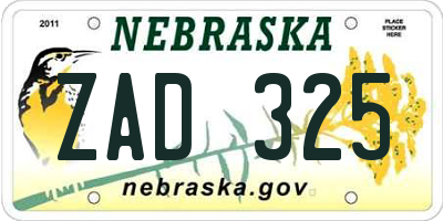 NE license plate ZAD325