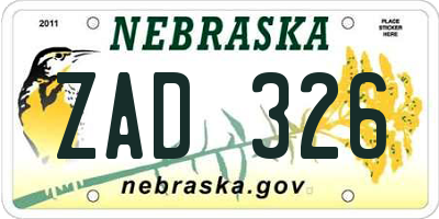 NE license plate ZAD326