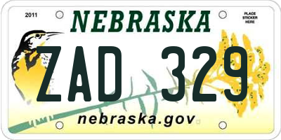 NE license plate ZAD329