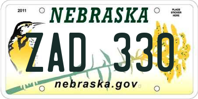 NE license plate ZAD330