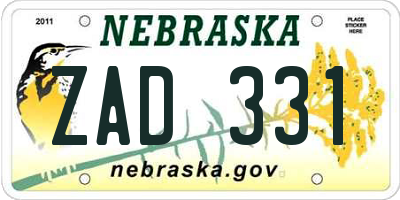 NE license plate ZAD331