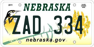 NE license plate ZAD334