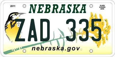 NE license plate ZAD335