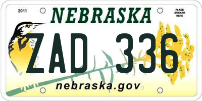 NE license plate ZAD336