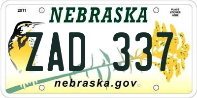 NE license plate ZAD337
