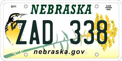 NE license plate ZAD338