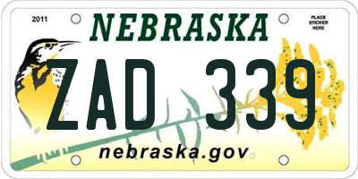 NE license plate ZAD339