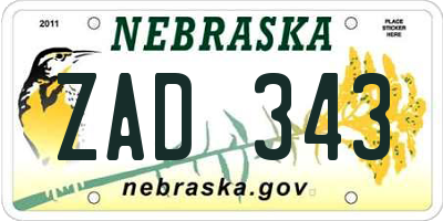 NE license plate ZAD343