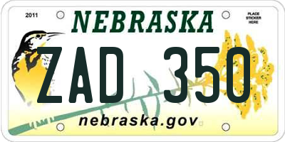 NE license plate ZAD350