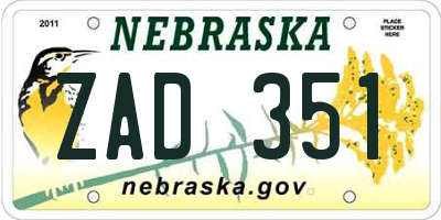 NE license plate ZAD351