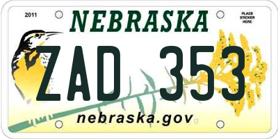 NE license plate ZAD353