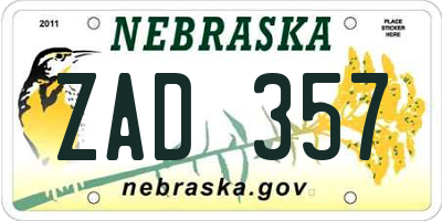 NE license plate ZAD357