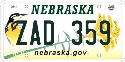 NE license plate ZAD359