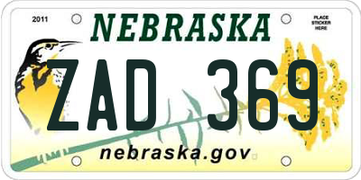NE license plate ZAD369