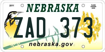 NE license plate ZAD373