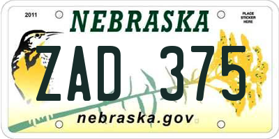 NE license plate ZAD375
