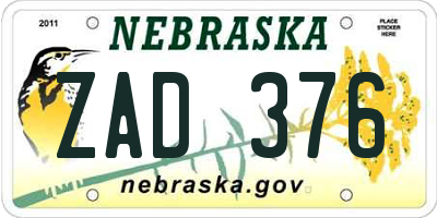 NE license plate ZAD376