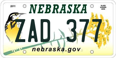 NE license plate ZAD377
