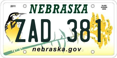 NE license plate ZAD381