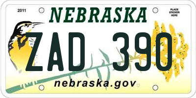 NE license plate ZAD390