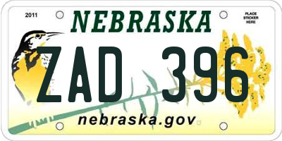 NE license plate ZAD396