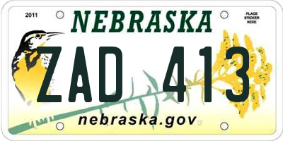 NE license plate ZAD413